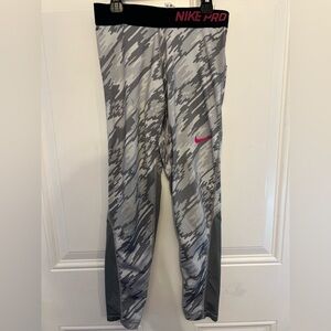 Nike Pro Leggings Pink and Grey Size Medium Drifit